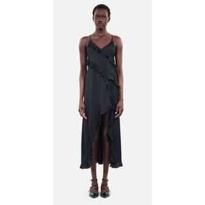 The Kooples Ruffle Slip Dress in Black | Size‎ S